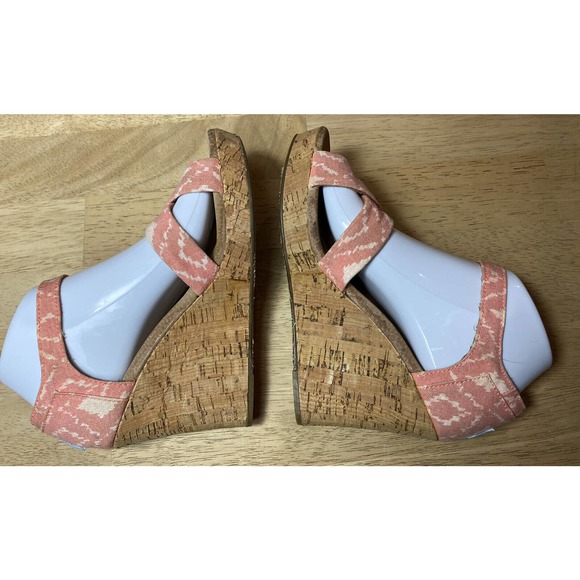 Toms Women’s Size 8 Dusty Rose/Ivory Southwestern Aztec Cork Wedge Heel Sandals - Picture 6 of 12